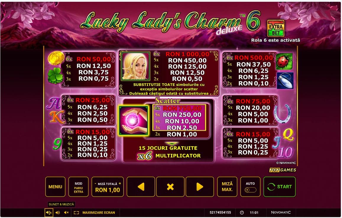 lucky ladys charm 6 deluxe tabel plati