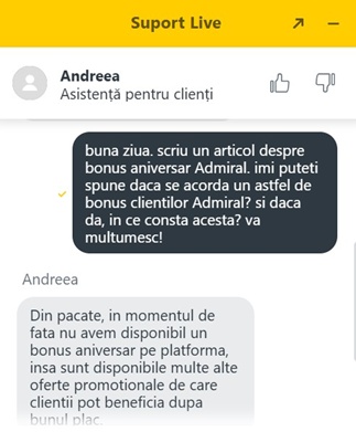 bonus aniversar admiral